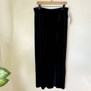 Vintage | Alex Evenings Black Velvet Front Slit Maxi Skirt
